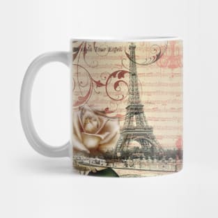 dark academia vintage french botanical white rose paris eiffel tower Mug